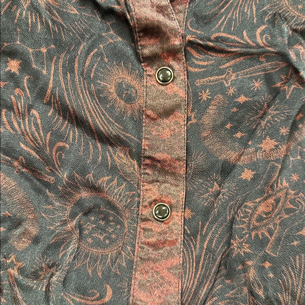 Johnny Was Mystic Gypsy 🔮 Rose Button-Up Satin Shirt and Pants Pajama Night Time - Picture 5 of 9